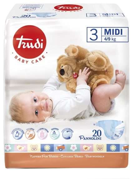 TRUDI BABY CARE PANNOLINO BAMBINI MIDI 4/9 KG 20 PEZZI