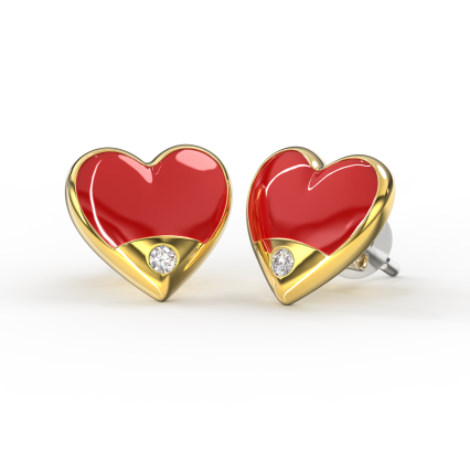 BIOJOUX BJT740 ORECCHINI RED HEART GOLD PLATED