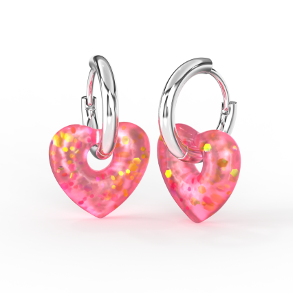 BIOJOUX BJT741 ORECCHINI GLITTER HEART STAINLESS STEEL