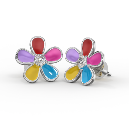 BIOJOUX BJT743 ORECCHINI ENAMEL FLOWER STAINLESS STEEL