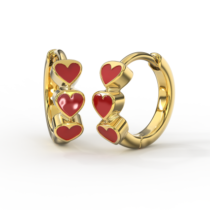 BIOJOUX BJT745 ORECCHINI 3 HEARTS GOLD PLATED