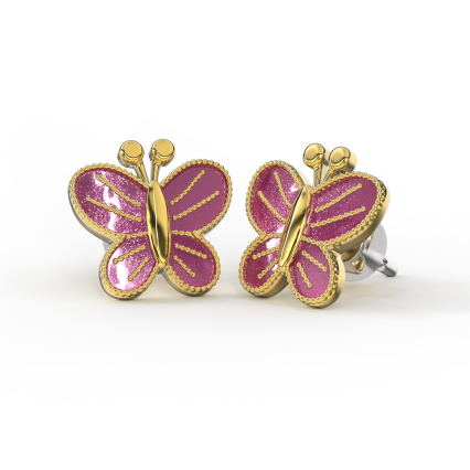 BIOJOUX BJT746 ORECCHINI GLITTER BUTTERFLY GOLD PLATED