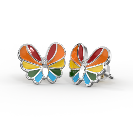 BIOJOUX BJT747 ORECCHINI RAINBOW BUTTERFLY STAINLESS STEEL