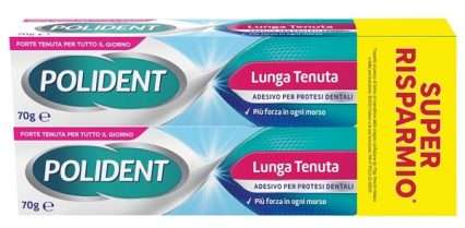 ADESIVO PROTESI DENTALI POLIDENT LUNGA TENUTA 2 TUBETTI X 70 G
